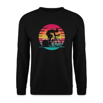 Neon Cyclist - Retro Indoor-Training - Unisex Pullover - Schwarz - Vorne - Alina (178cm) & Michal (187cm)