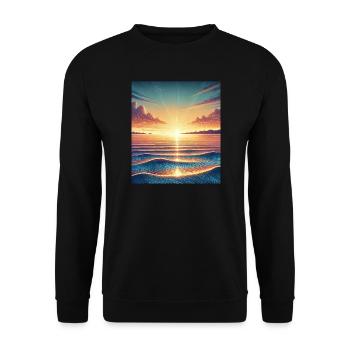 Magischer Sonnenaufgang am Horizont - Unisex Pullover - Schwarz - Vorne - Alina (178cm) & Michal (187cm)