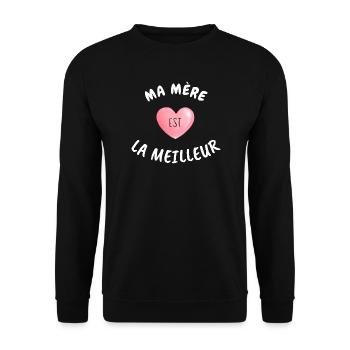 Meine Mutter ist die Beste - Unisex Pullover - Schwarz - Vorne - Alina (178cm) & Michal (187cm)