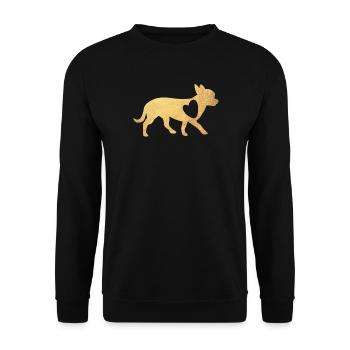 Herz Chihuahua Gold Hunde Fan Liebe Love Wauwau - Unisex Pullover - Schwarz - Vorne - Alina (178cm) & Michal (187cm)