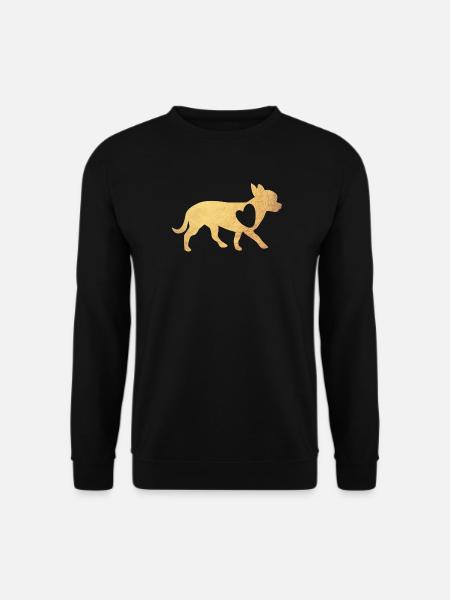 Herz Chihuahua Gold Hunde Fan Liebe Love Wauwau - Unisex Pullover - Schwarz