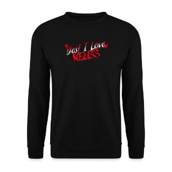 Yes! I Love Neuss – Heimatliebe T-Shirt - Unisex Pullover - Schwarz - Vorne - Alina (178cm) & Michal (187cm)