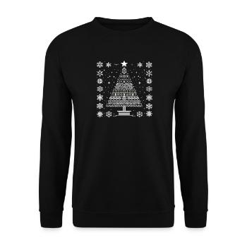 Ugly Xmas: Skandi Christmas Tree with Snow - Unisex Sweatshirt - black - Front - Alina (178cm) & Michal (187cm)