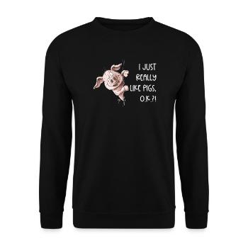 I Just Really Like Pigs Pig Pig - Unisex Sweatshirt - black - Front - Alina (178cm) & Michal (187cm)