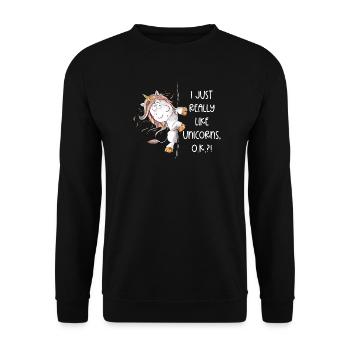 J’aime vraiment le dicton Licorne Licorne - Sweat-shirt Unisexe - noir - Devant - Alina (178cm) & Michal (187cm)
