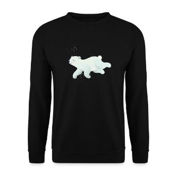 schwimmender Eisbär in sanften Farbtönen - Unisex Pullover - Schwarz - Vorne - Alina (178cm) & Michal (187cm)