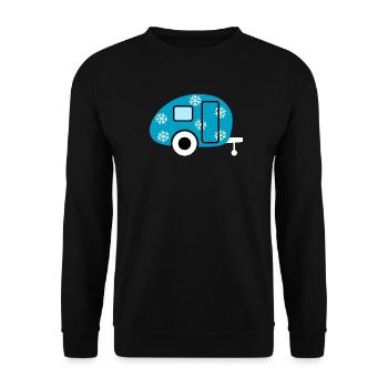 Caravan Camping Schnee Schneeflocken Winter Fan - Unisex Pullover - Schwarz - Vorne - Alina (178cm) & Michal (187cm)