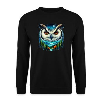 Eule - Unisex Pullover - Schwarz - Vorne - Alina (178cm) & Michal (187cm)