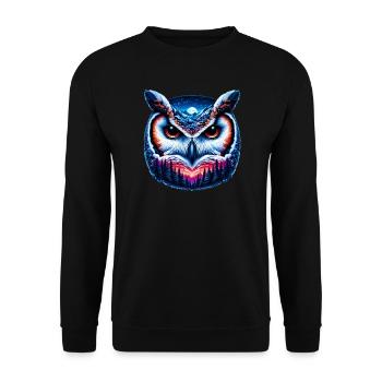 Eule - Unisex Pullover - Schwarz - Vorne - Alina (178cm) & Michal (187cm)