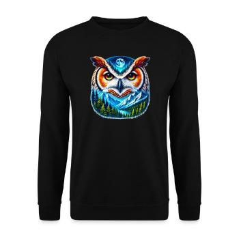 Eule - Unisex Pullover - Schwarz - Vorne - Alina (178cm) & Michal (187cm)
