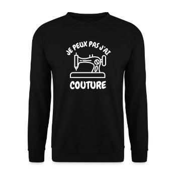Je peux pas j'ai couture - Sweat-shirt Unisexe - noir - Devant - Alina (178cm) & Michal (187cm)