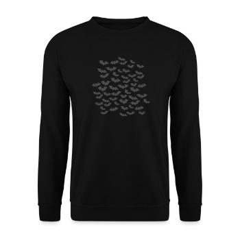 Nächtlicher Bat-Schwarm Silhouette - Unisex Pullover - Schwarz - Vorne - Alina (178cm) & Michal (187cm)