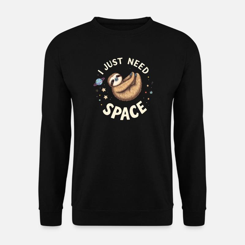 Sloth in Space Cartoon Design - Unisex Sweatshirt - black