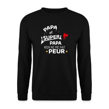 Super Papa et Hero Superpapa - Sweat-shirt Unisexe - noir - Devant - Alina (178cm) & Michal (187cm)