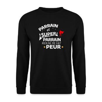 Custom Super Godfather with Caped Heroic - Unisex Sweatshirt - black - Front - Alina (178cm) & Michal (187cm)