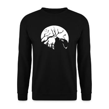 Nocturnal Animal Silhouette - Unisex Sweatshirt - black - Front - Alina (178cm) & Michal (187cm)