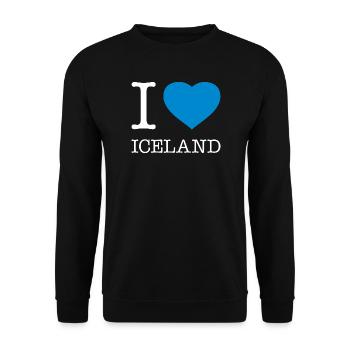 I LOVE ICELAND - Unisex Pullover - Schwarz - Vorne - Alina (178cm) & Michal (187cm)