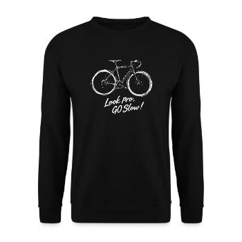 Lock Pro Go Slow Fahrrad - Unisex Pullover - Schwarz - Vorne - Alina (178cm) & Michal (187cm)