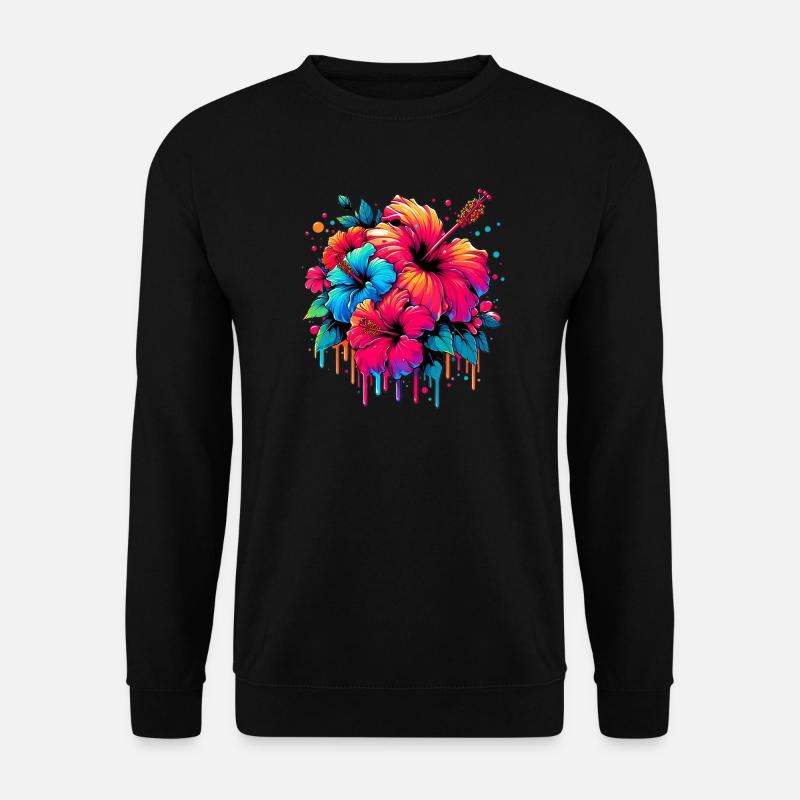 Fleurs d’hibiscus - Sweat-shirt Unisexe - noir