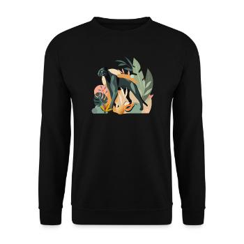 Panther im Dschungel - Stilvolle Tierillustration - Unisex Pullover - Schwarz - Vorne - Alina (178cm) & Michal (187cm)