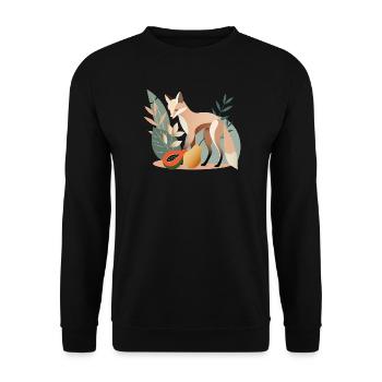 Elegant fox with tropical fruits - Unisex Sweatshirt - black - Front - Alina (178cm) & Michal (187cm)