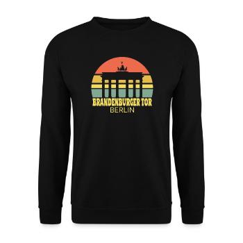 Brandenburger Tor Berlin Silhouette rétro - Sweat-shirt Unisexe - noir - Devant - Alina (178cm) & Michal (187cm)