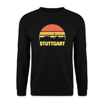 Stuttgart Skyline Retro Vintage Silhouette - Unisex Pullover - Schwarz - Vorne - Alina (178cm) & Michal (187cm)