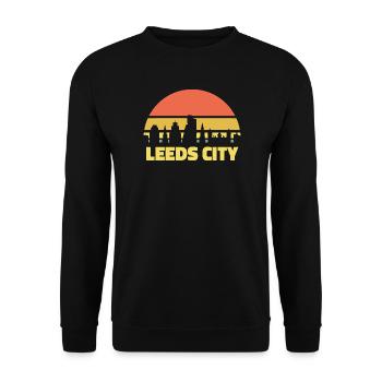 Leeds City Skyline Rétro Coucher de soleil Silhouette - Sweat-shirt Unisexe - noir - Devant - Alina (178cm) & Michal (187cm)