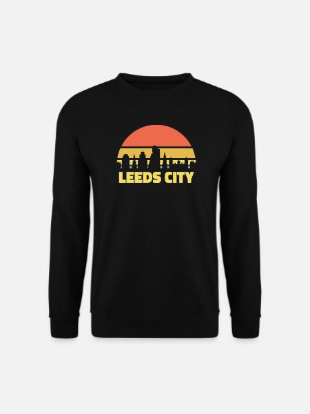 Leeds City Skyline Rétro Coucher de soleil Silhouette - Sweat-shirt Unisexe - noir