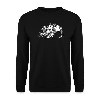 Motorrad Berge Dolomiten frei Freiheit Biker Logo - Unisex Pullover - Schwarz - Vorne - Alina (178cm) & Michal (187cm)