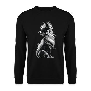 Chinesischer Schopfhund - Unisex Pullover - Schwarz - Vorne - Alina (178cm) & Michal (187cm)
