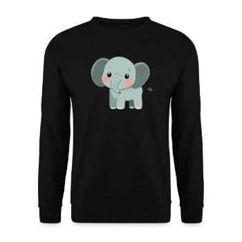 Éléphant mignon et heureux - Adorable dessin animé - Sweat-shirt Unisexe - noir - Devant - Alina (178cm) & Michal (187cm)