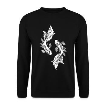 Two white fish - Unisex Sweatshirt - black - Front - Alina (178cm) & Michal (187cm)