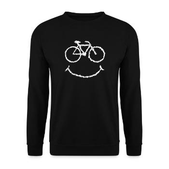 Fahrrad Lächeln gekritzelt Geschenkidee zum Radeln - Unisex Pullover - Schwarz - Vorne - Alina (178cm) & Michal (187cm)
