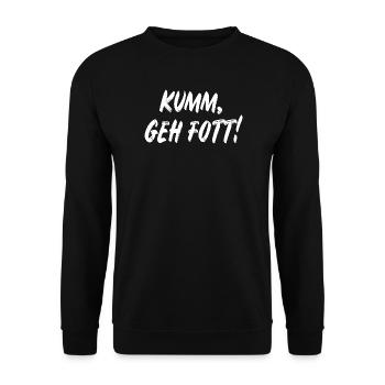 Komm geh fott! - Unisex Pullover - Schwarz - Vorne - Alina (178cm) & Michal (187cm)