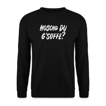Hoschd du g'soffe? - Unisex Pullover - Schwarz - Vorne - Alina (178cm) & Michal (187cm)