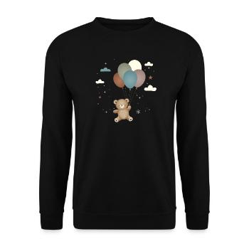 Ours volant avec des ballons dans un style mignon - Sweat-shirt Unisexe - noir - Devant - Alina (178cm) & Michal (187cm)