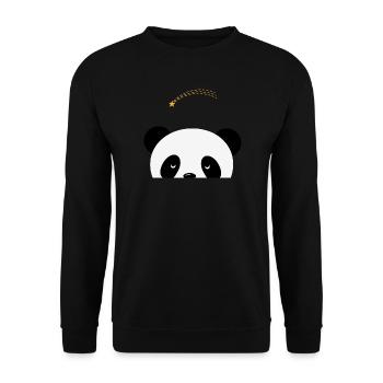 Dreaming panda with shooting star - Unisex Sweatshirt - black - Front - Alina (178cm) & Michal (187cm)