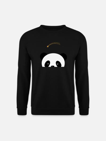 Träumender Panda mit Sternschnuppe - Unisex Pullover - Schwarz