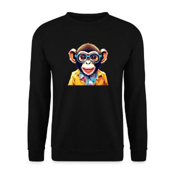 Vibrant Monkey with Retro Glasses - Unisex Sweatshirt - black - Front - Alina (178cm) & Michal (187cm)