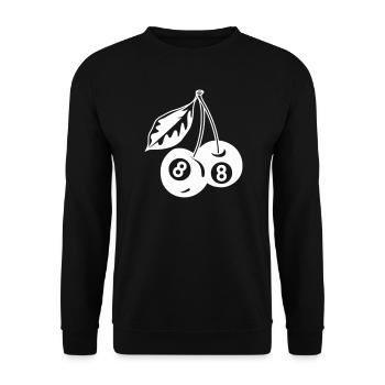 8-Kugel Kirschen Kreativ Minimalistisch - Unisex Pullover - Schwarz - Vorne - Alina (178cm) & Michal (187cm)