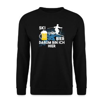 Ski und Bier darum bin ich hier - Unisex Pullover - Schwarz - Vorne - Alina (178cm) & Michal (187cm)
