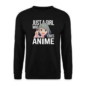 Anime Fan Girl Quote - Unisex Sweatshirt - black - Front - Alina (178cm) & Michal (187cm)