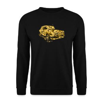 DDR Auto / Oldtimer Tarnfarbe - Unisex Pullover - Schwarz - Vorne - Alina (178cm) & Michal (187cm)