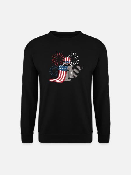 Patriotisches Waschbär-Feuerwerk - Unisex Pullover - Schwarz
