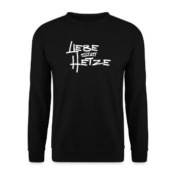 Liebe statt Hetze - Unisex Pullover - Schwarz - Vorne - Alina (178cm) & Michal (187cm)