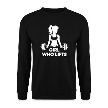 Bodybuilder Gym Girl Barbell Power Beauty - Unisex Sweatshirt - black - Front - Alina (178cm) & Michal (187cm)