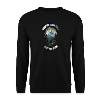 Wenn die Berge rufen muss ich gehen - Unisex Pullover - Schwarz - Vorne - Alina (178cm) & Michal (187cm)