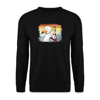Seagull Holiday Sea Lighthouse Sunset - Unisex Sweatshirt - black - Front - Alina (178cm) & Michal (187cm)