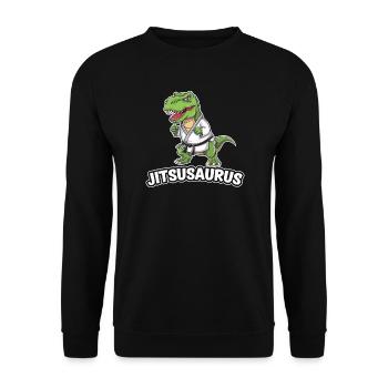 Jitsusaurus Dinosaur in Jiu-Jitsu Gear - Unisex Sweatshirt - black - Front - Alina (178cm) & Michal (187cm)